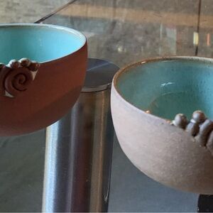 Handcrafted Ceramic Bowls-Turquoise and Brown Made in Canada PRICE IS FIRM for 2